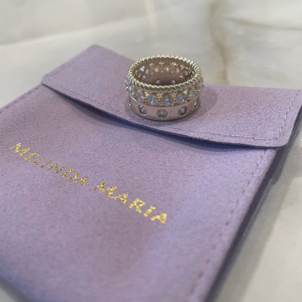 NWOT Melinda Maria Gold “Ashley Venice Ring” Size 8 - Picture 6 of 7